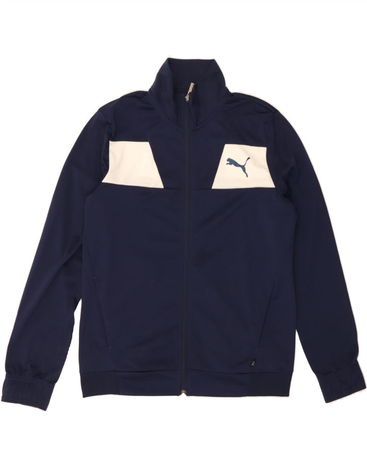 PUMA Mens Tracksuit Top Jacket Small Navy Blue Colourblock Polyester Vintage Puma and Second-Hand Puma from Messina Hembry 