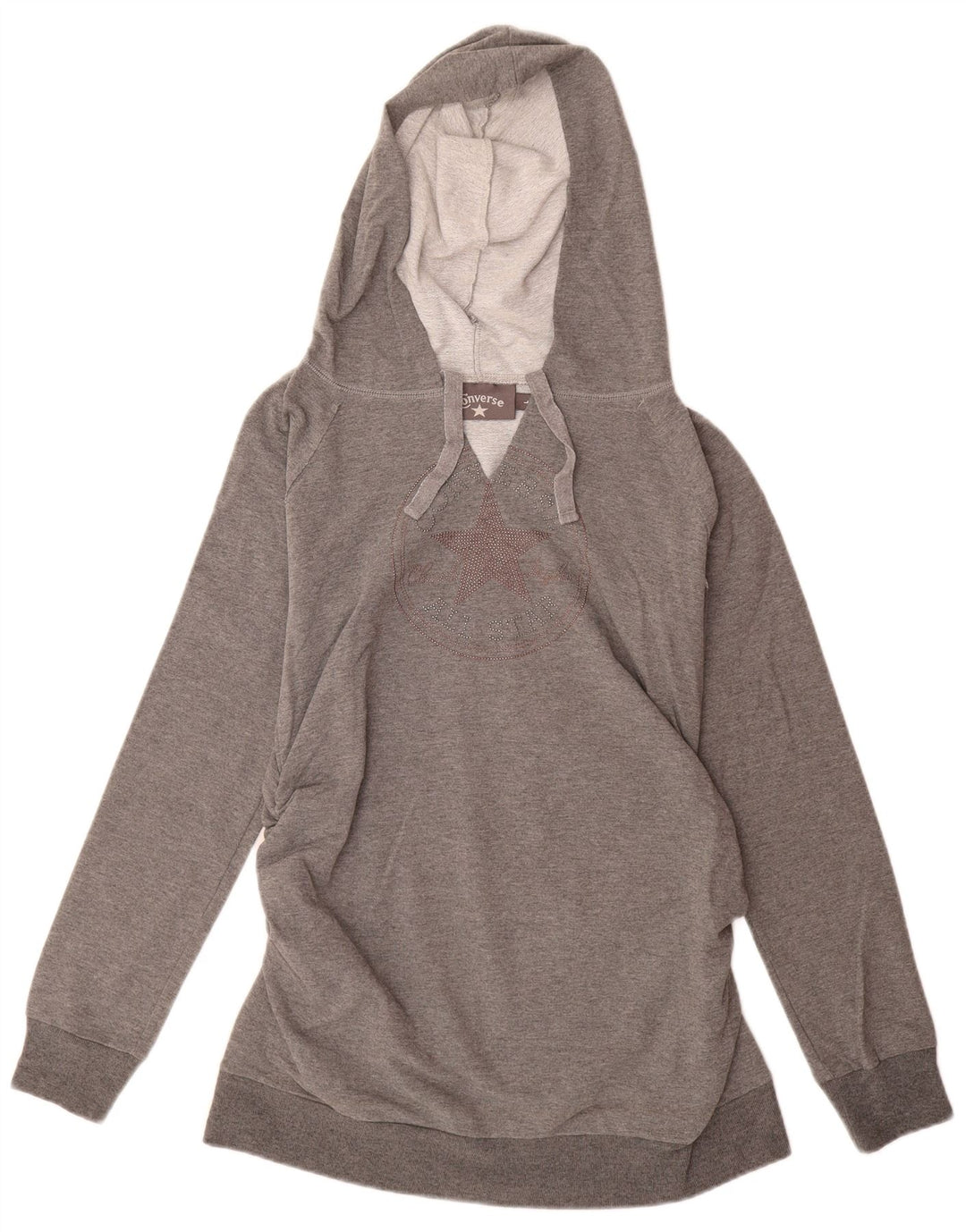 Женский джемпер с капюшоном CONVERSE UK 14, большой серый, хлопок