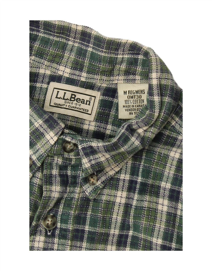 Мужская фланелевая рубашка L.L.Bean среднего зеленого цвета в клетку, хлопок
