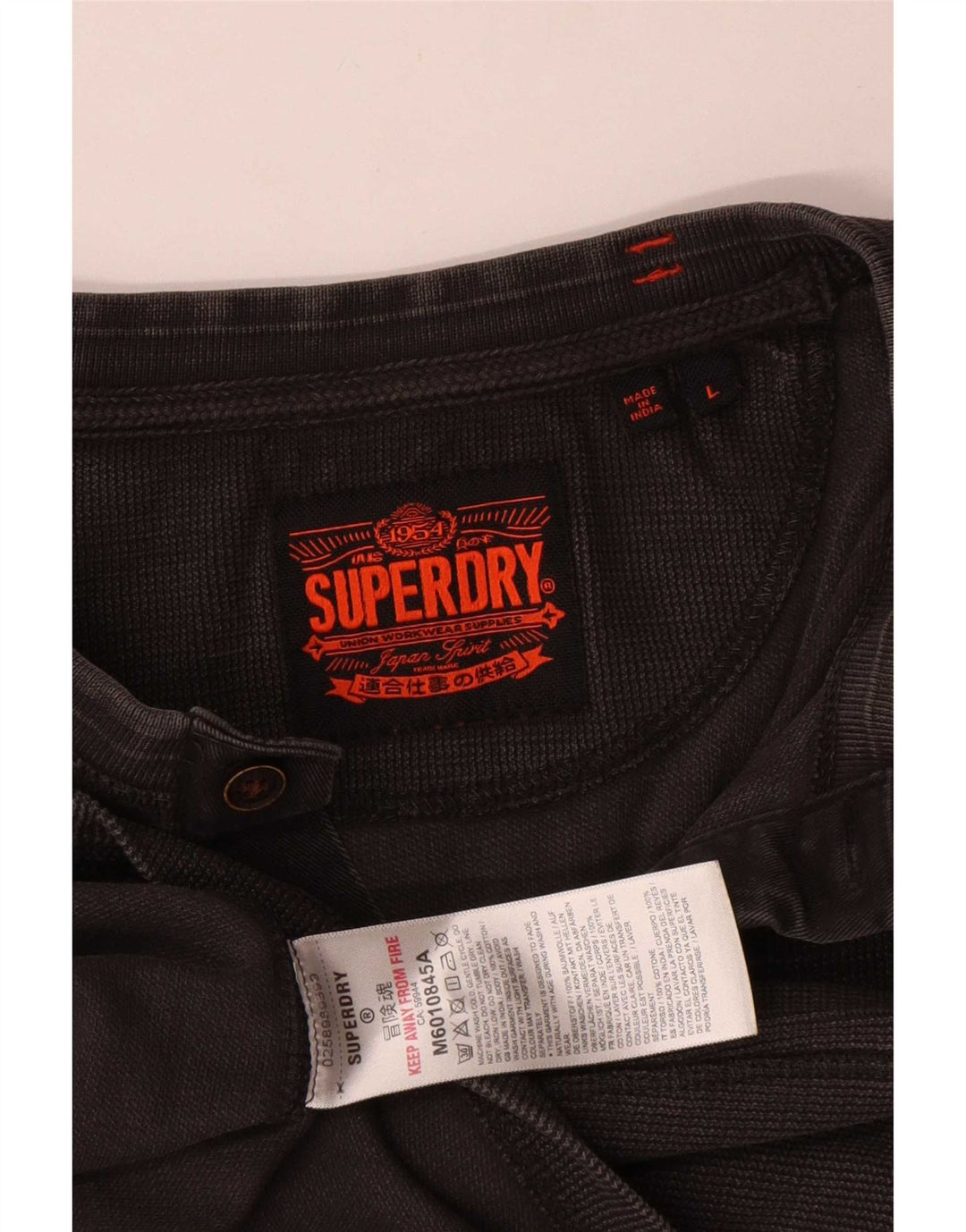 Мужской топ Superdry с длинным рукавом, большой серый хлопок