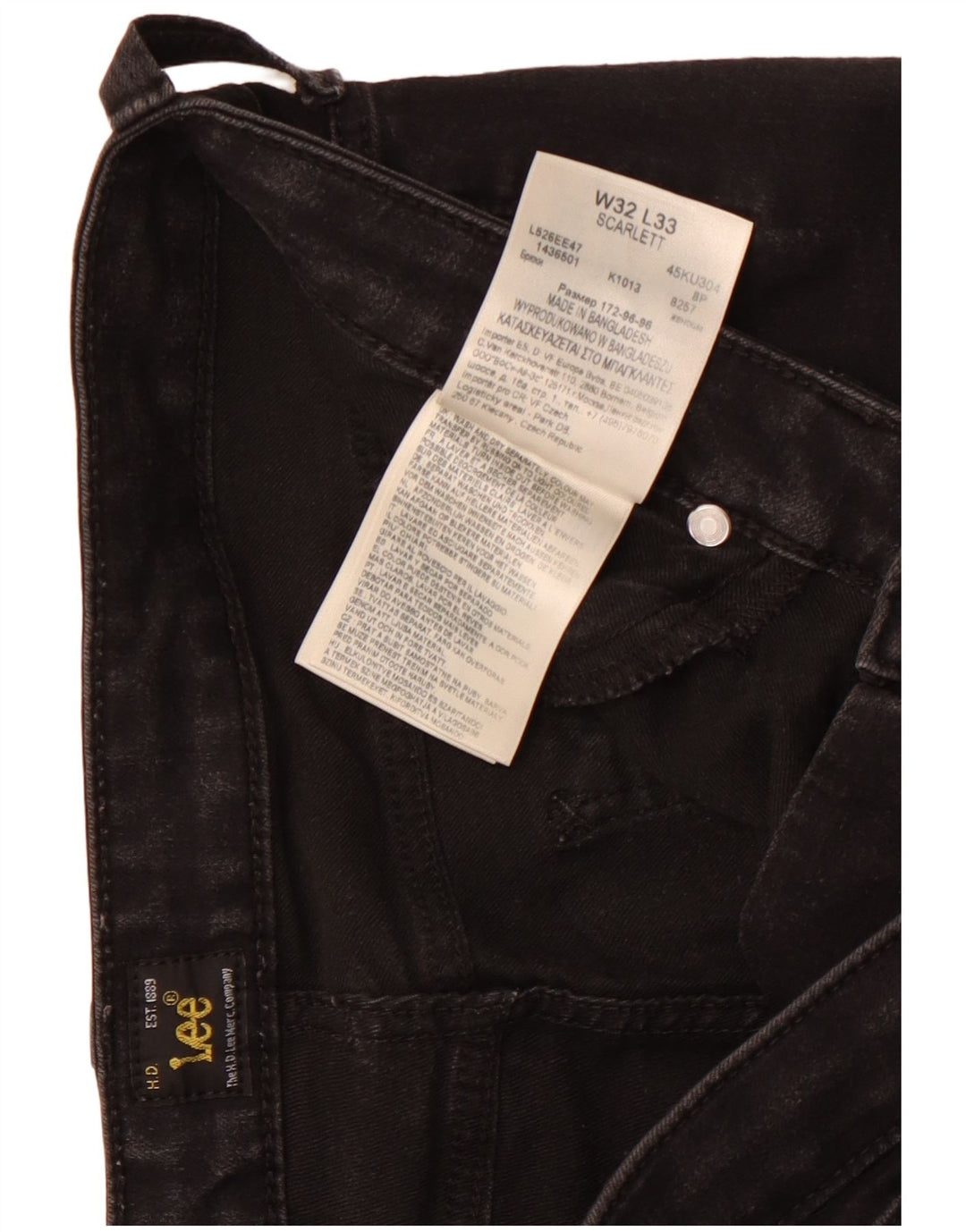 Женские джинсы скинни Lee Scarlett W32 L29, черный хлопок