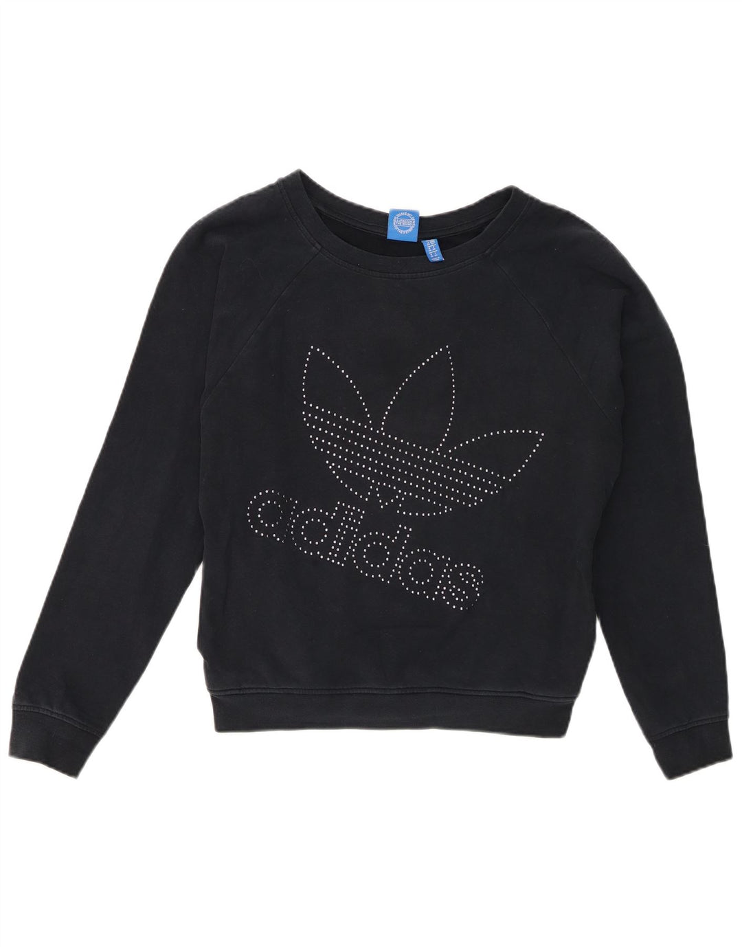 Женский джемпер большого размера с рисунком Adidas UK 10, маленький, темно-синий