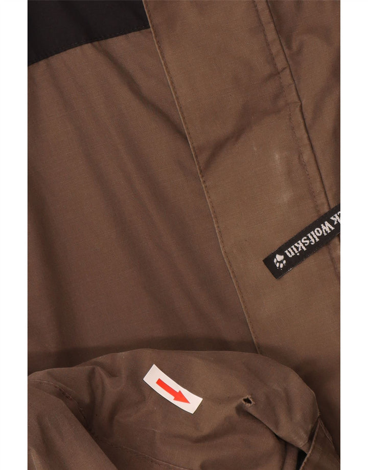 Мужская ветровка с капюшоном Jack Wolfskin UK 38, средний коричневый цвет с цветными блоками