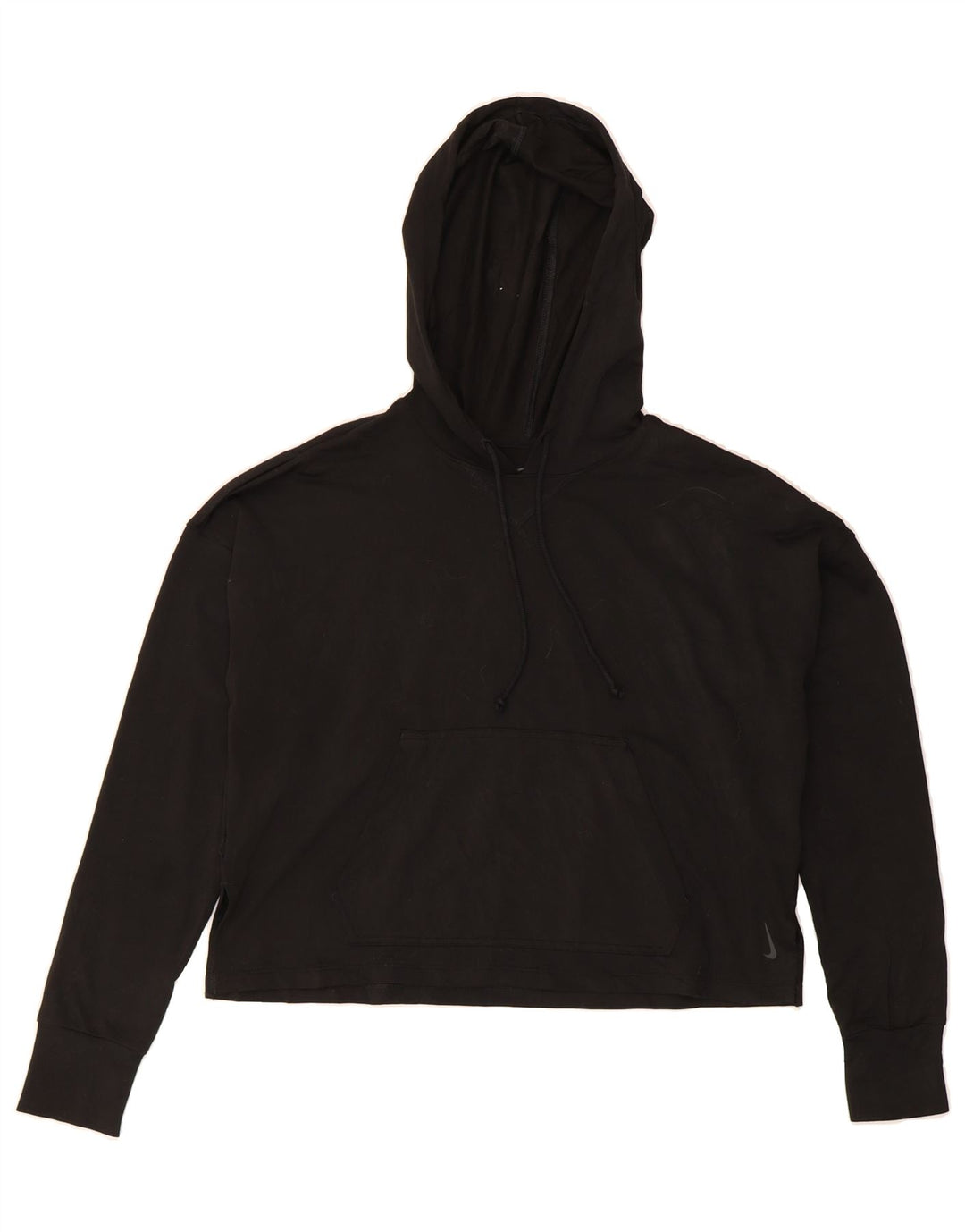 NIKE Womens Oversized Crop Hoodie Jumper UK 10 Small Black Polyester Vintage Nike and Second-Hand Nike from Messina Hembry 