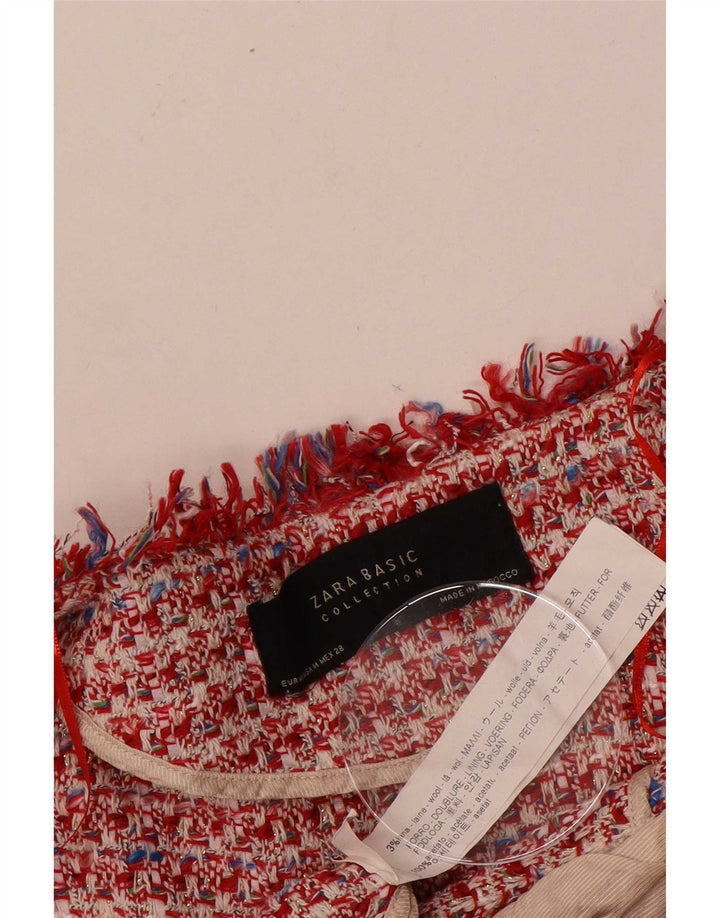 Женский пиджак Zara UK 12, средний красный, шерстяной в крапинку