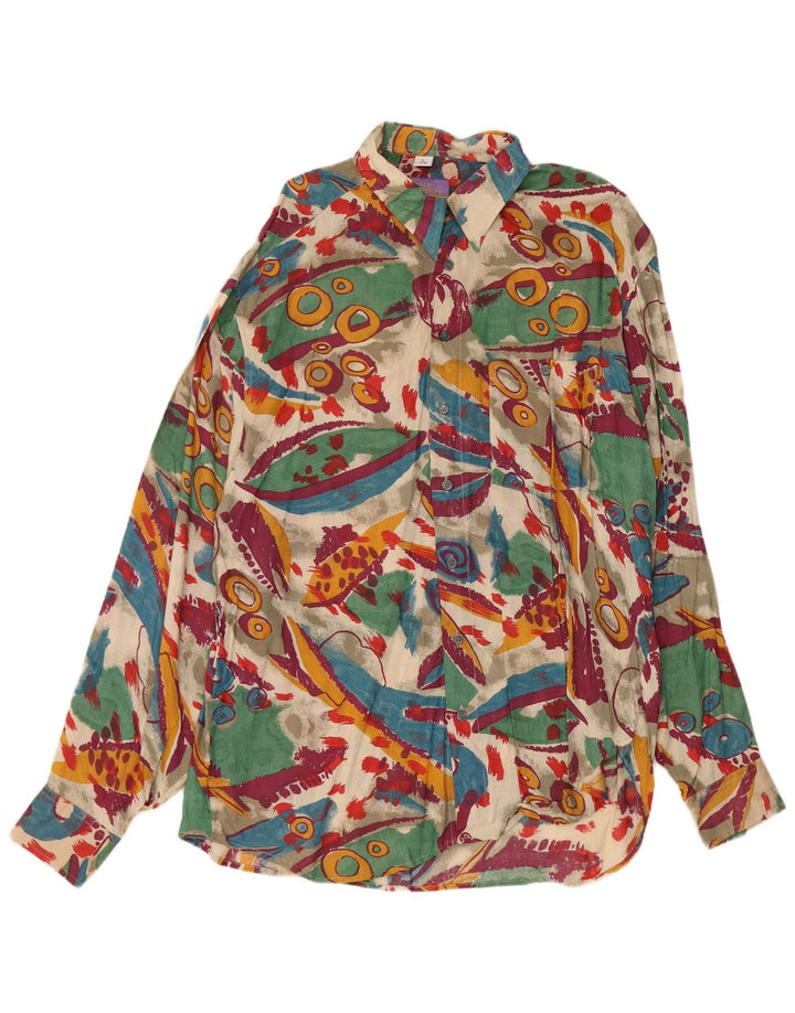 VINTAGE Мужская рубашка с абстрактным узором, размер 41/42, большая, разноцветная вискоза