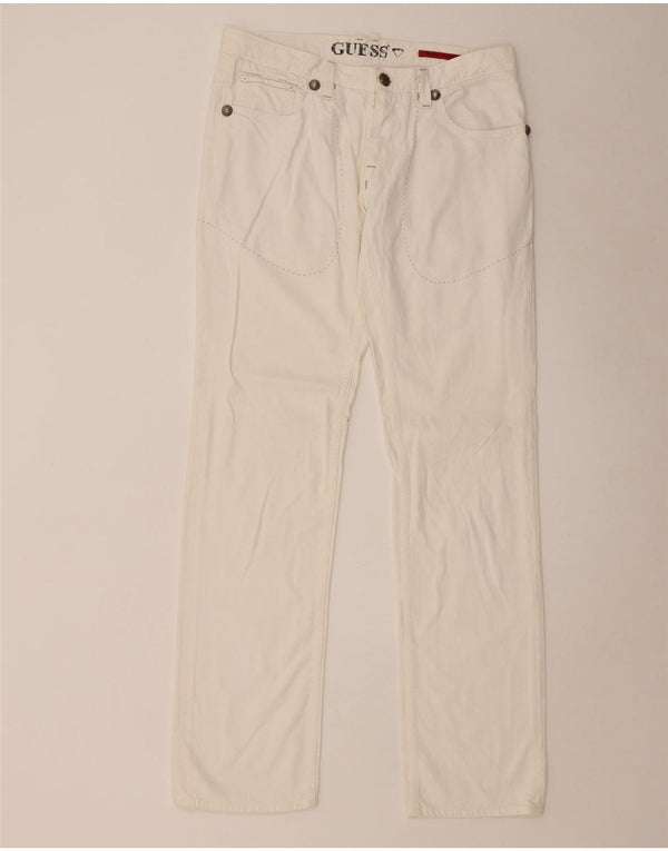 Guess Mens Straight Jeans W34 L36 White Cotton