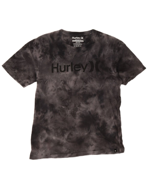 Мужская футболка с рисунком Hurley, топ среднего размера, черный, хлопок, тай-дай