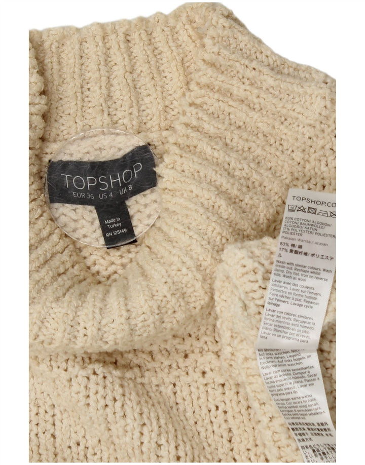 Женский свободный джемпер с высоким воротником Topshop, Великобритания, 8, маленький, белый