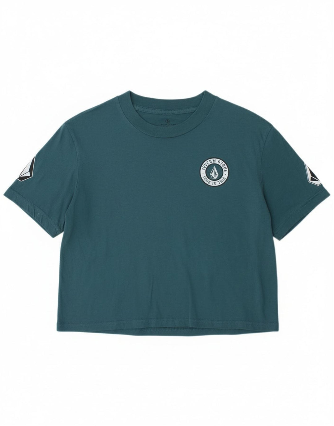 Женская укороченная футболка свободного кроя Volcom с рисунком, размер верха 4/6, маленькая синяя