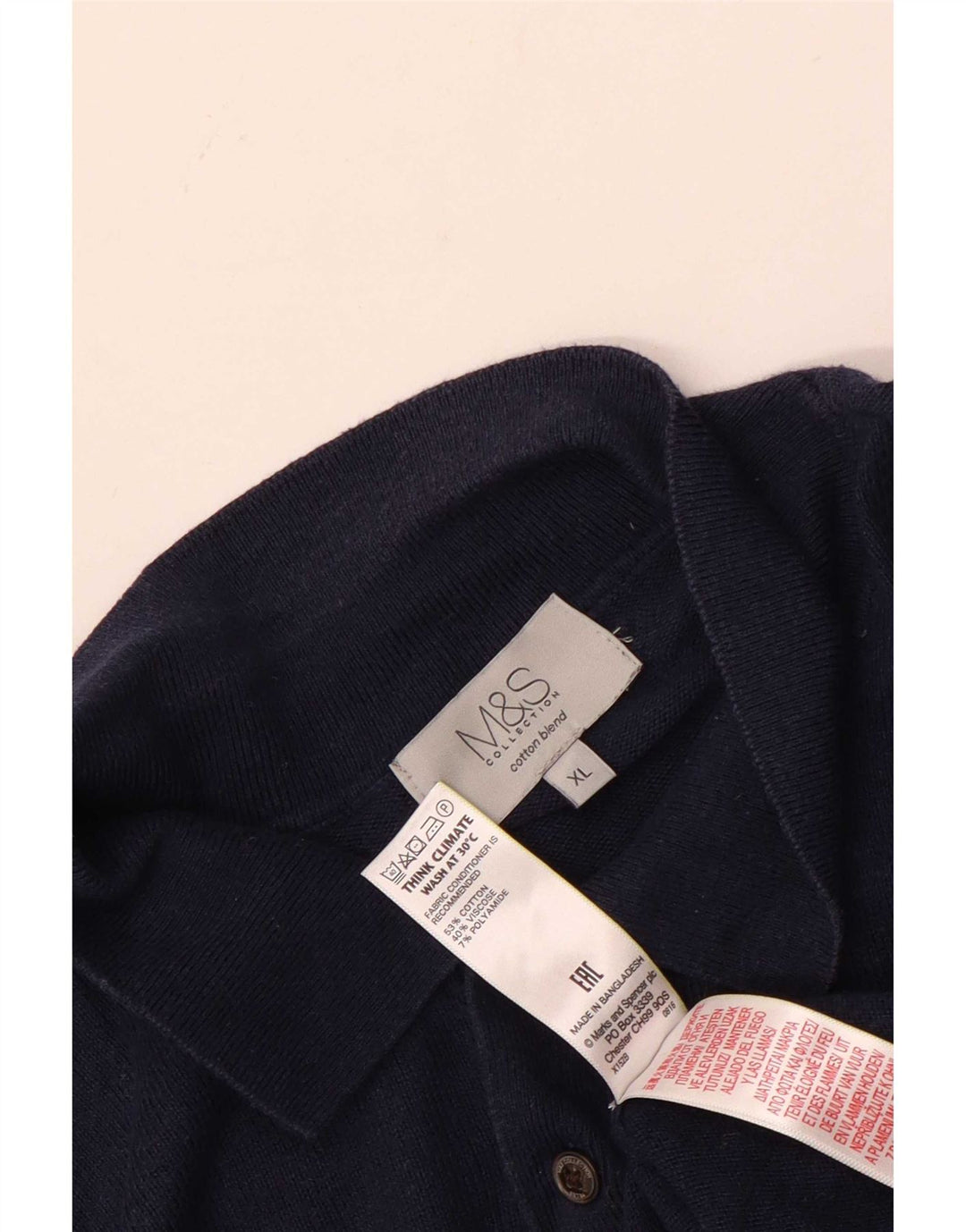 Мужской свитер с воротником-поло Marks & Spencer XL темно-синий