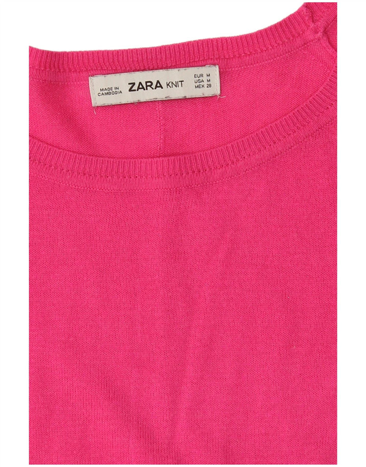 Женский свободный джемпер с вырезом «лодочка» Zara UK 14, средний розовый