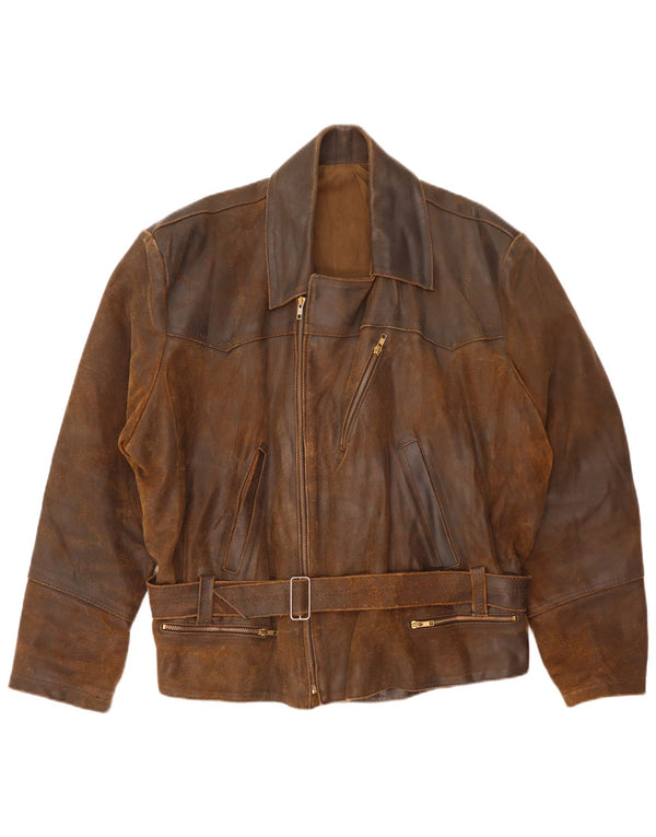 Винтажная мужская кожаная косуха UK 42 XL Коричневая