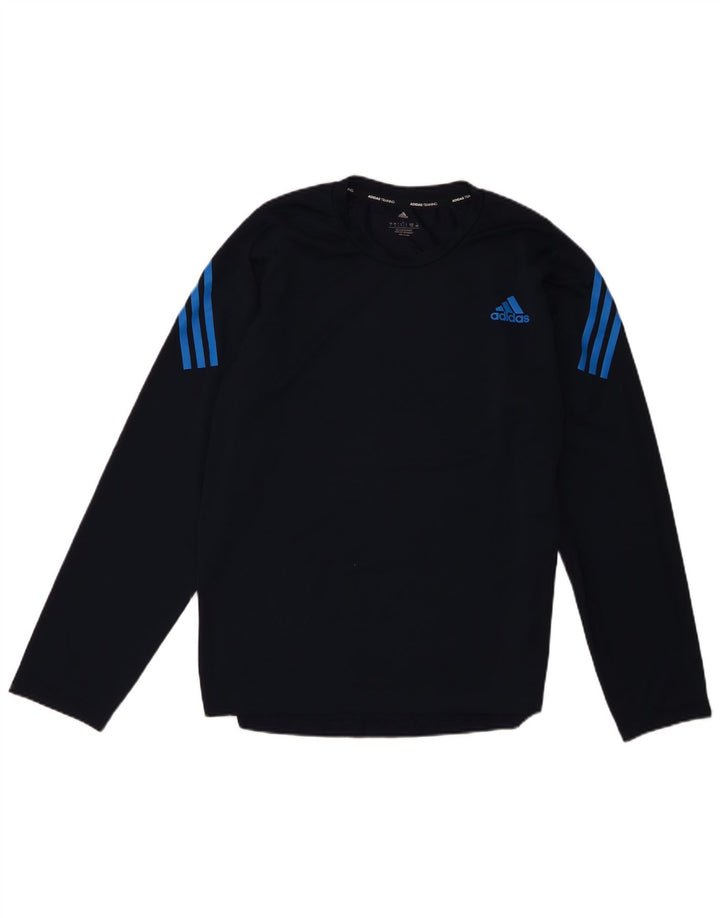 Мужской топ Adidas с длинным рукавом, большой темно-синий из полиэстера