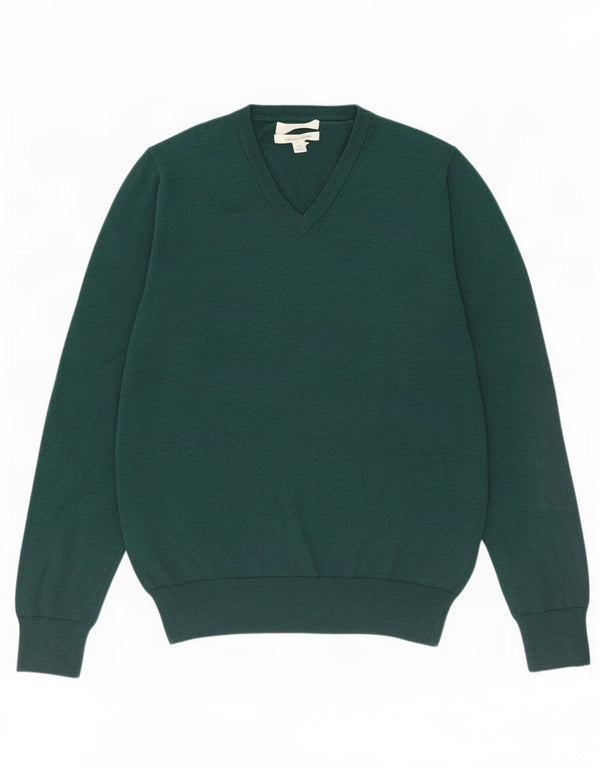 Marks & Spencer Mens V-Neck Jumper Sweater Medium Green Cotton