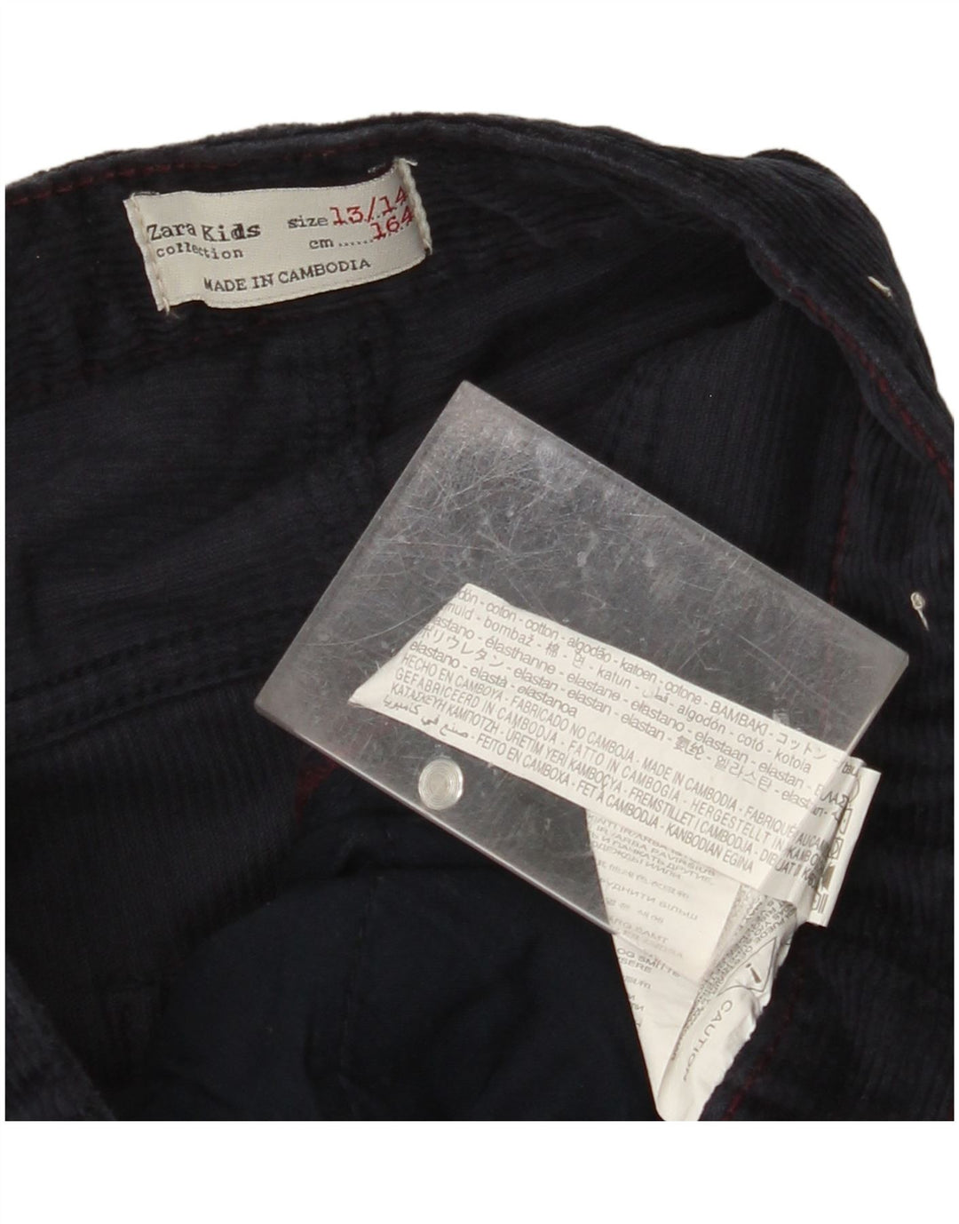 ZARA Узкие вельветовые брюки для мальчиков 13–14 лет W30 L28 Темно-синие, хлопок