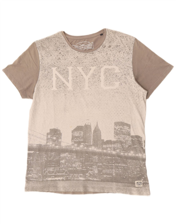 Мужская футболка с рисунком Jack & Jones XL серая