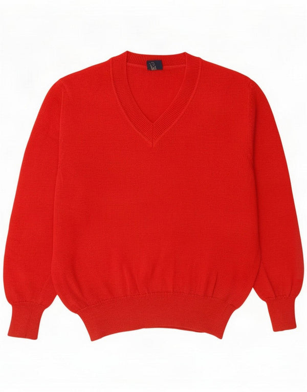 Ermenegildo Zegna Мужской джемпер с V-образным вырезом IT 54 XL, красная шерсть