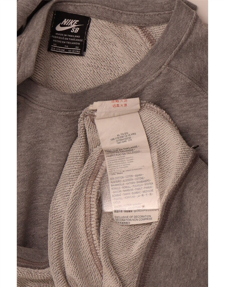 Джемпер свободного кроя с рисунком Nike для девочек 13–14 лет, серый хлопок, размер XL