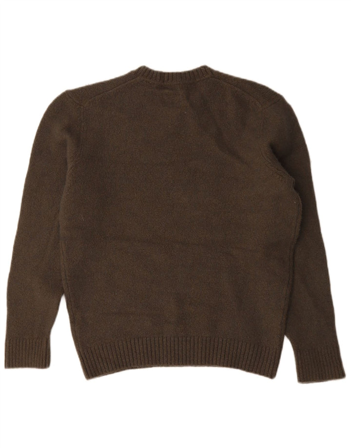 Женский джемпер с круглым вырезом Massimo Dutti, Великобритания 16, большой, коричневый, шерсть