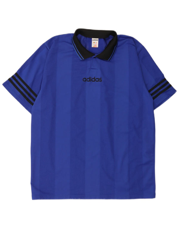 Мужская рубашка-поло Adidas XL из полиэстера в синюю полоску