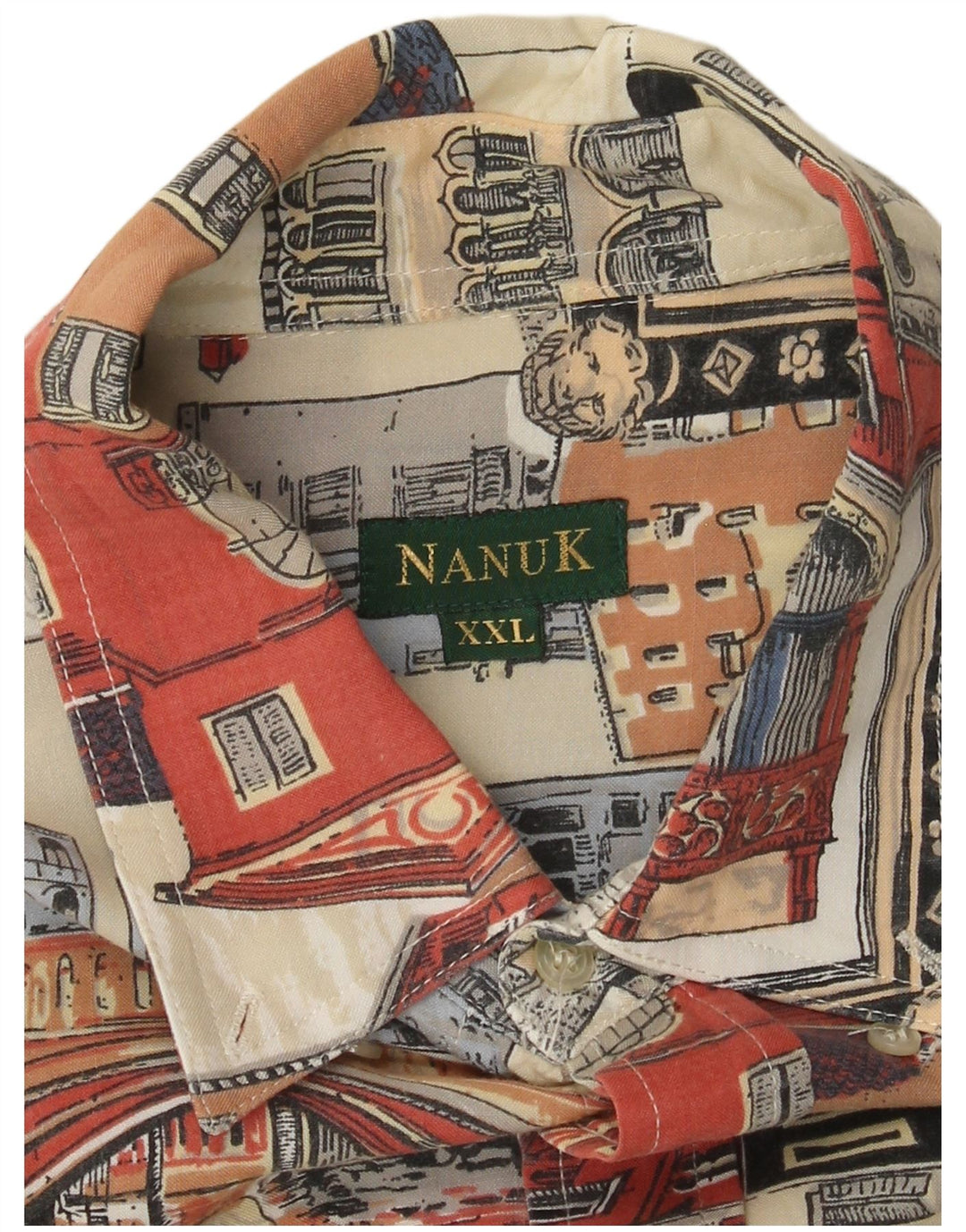 Винтажная мужская рубашка с коротким рукавом с рисунком, 2XL, разноцветная