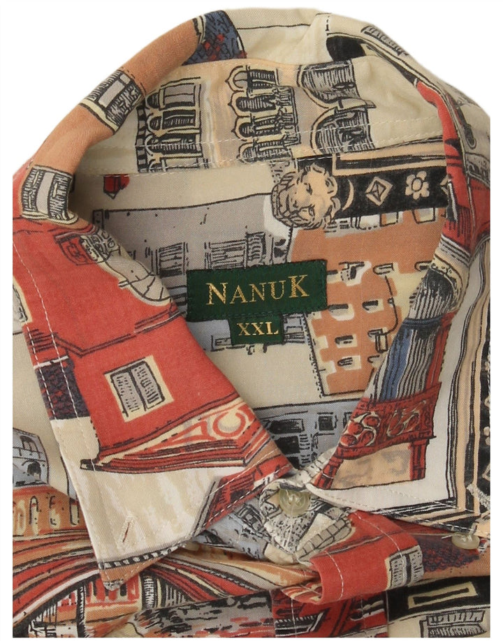 Винтажная мужская рубашка с коротким рукавом с рисунком, 2XL, разноцветная