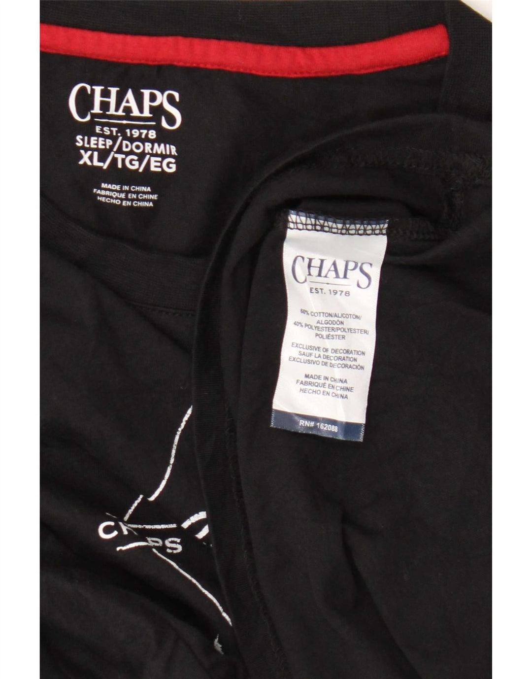 Мужской топ с рисунком Chaps с длинным рукавом XL, черный хлопок