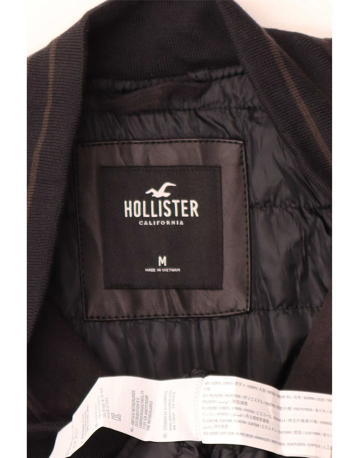 Мужская университетская куртка Hollister UK 38, средний черный полиэстер