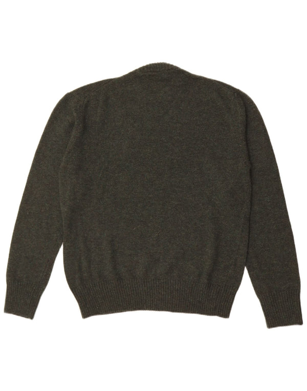 Винтажный мужской джемпер с круглым вырезом, свитер среднего цвета, хаки, шерсть