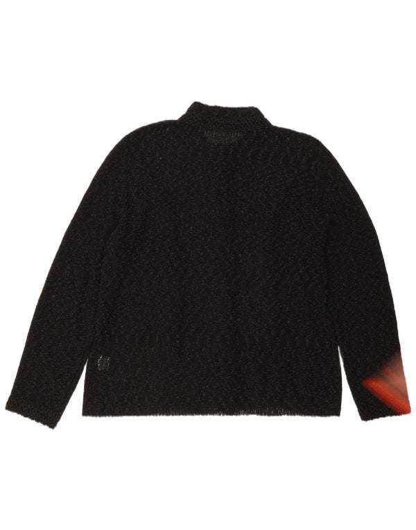 Vintage Womens See Through Cardigan Sweater IT 50 XL Black Acrylic