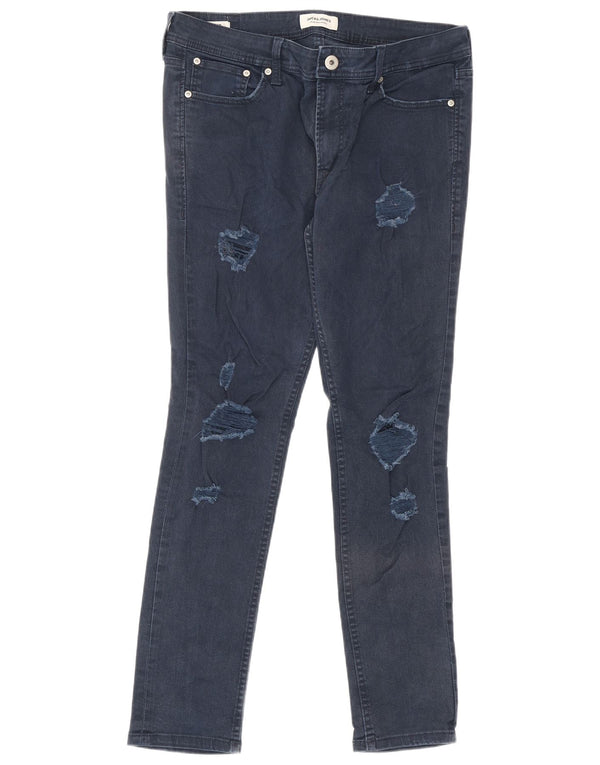 Мужские потертые узкие джинсы Jack & Jones Liam W34 L32, темно-синий хлопок