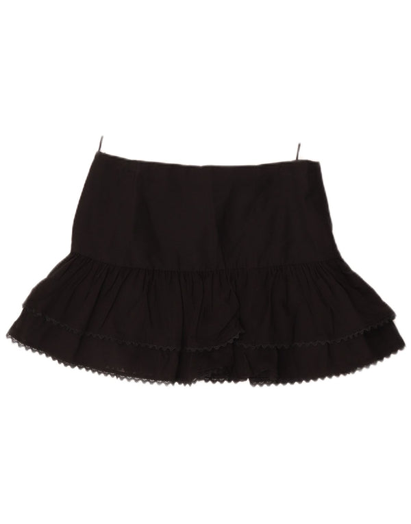 Женская мини-ярусная юбка с заниженной талией Zara Medium W28, черный хлопок