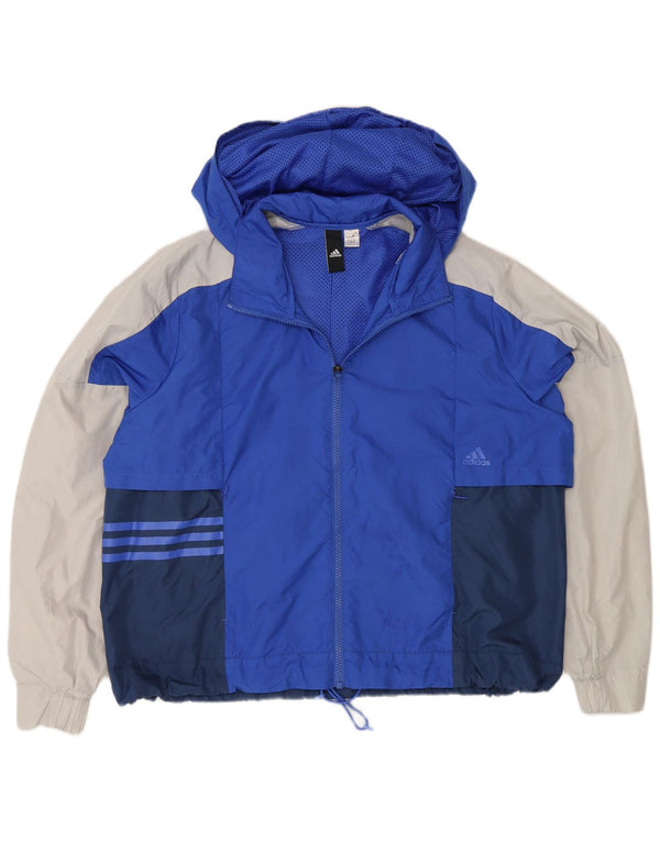 Женская непромокаемая куртка Adidas с капюшоном UK 18 XL Синяя с цветными блоками