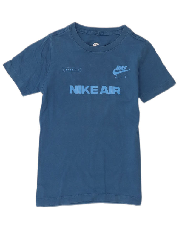 Футболка с рисунком Nike для мальчиков, топ 7–8 лет, XS, синий хлопок