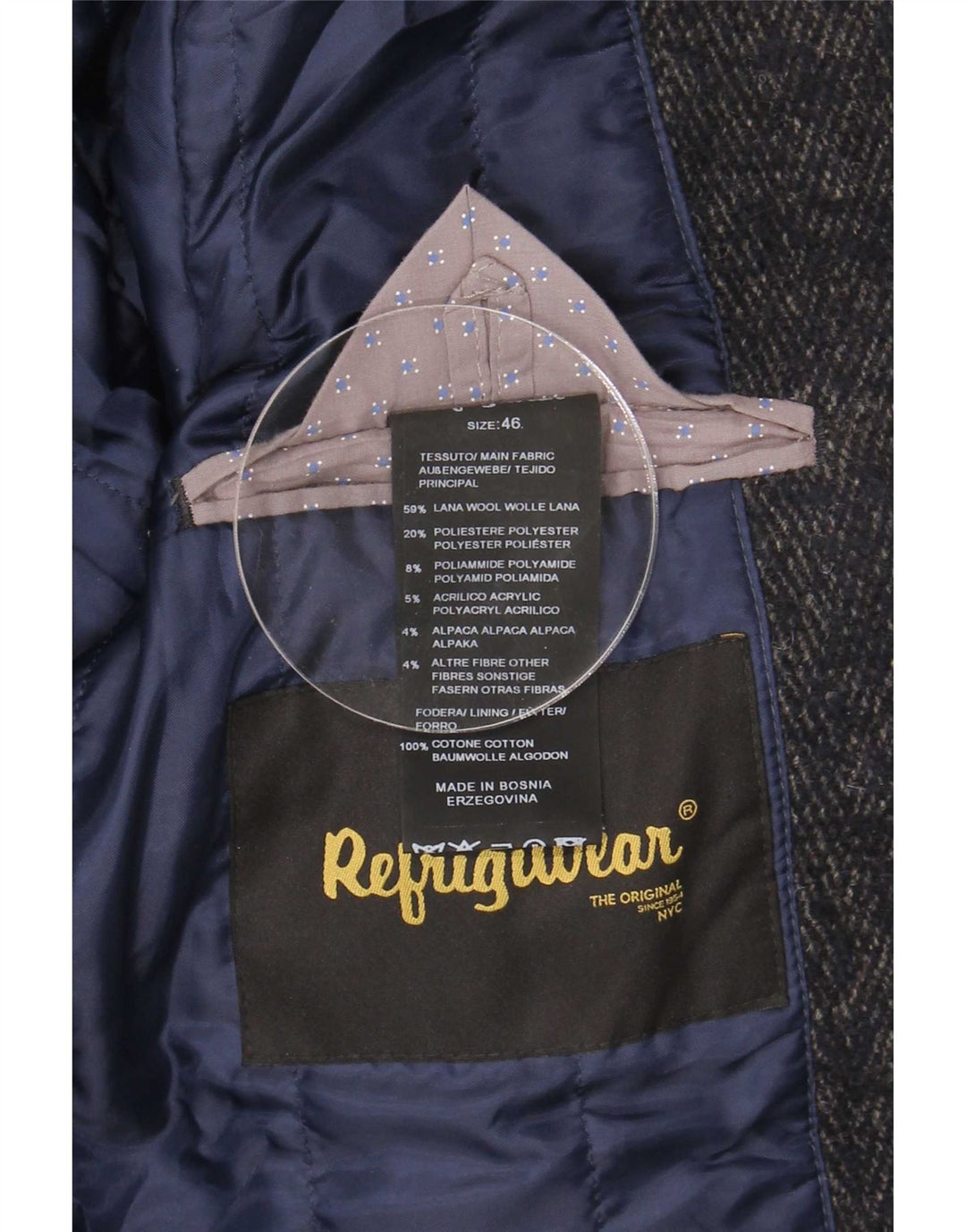 Refrigiwear Мужское Пальто IT 46 Маленькое Серое Шерстяное