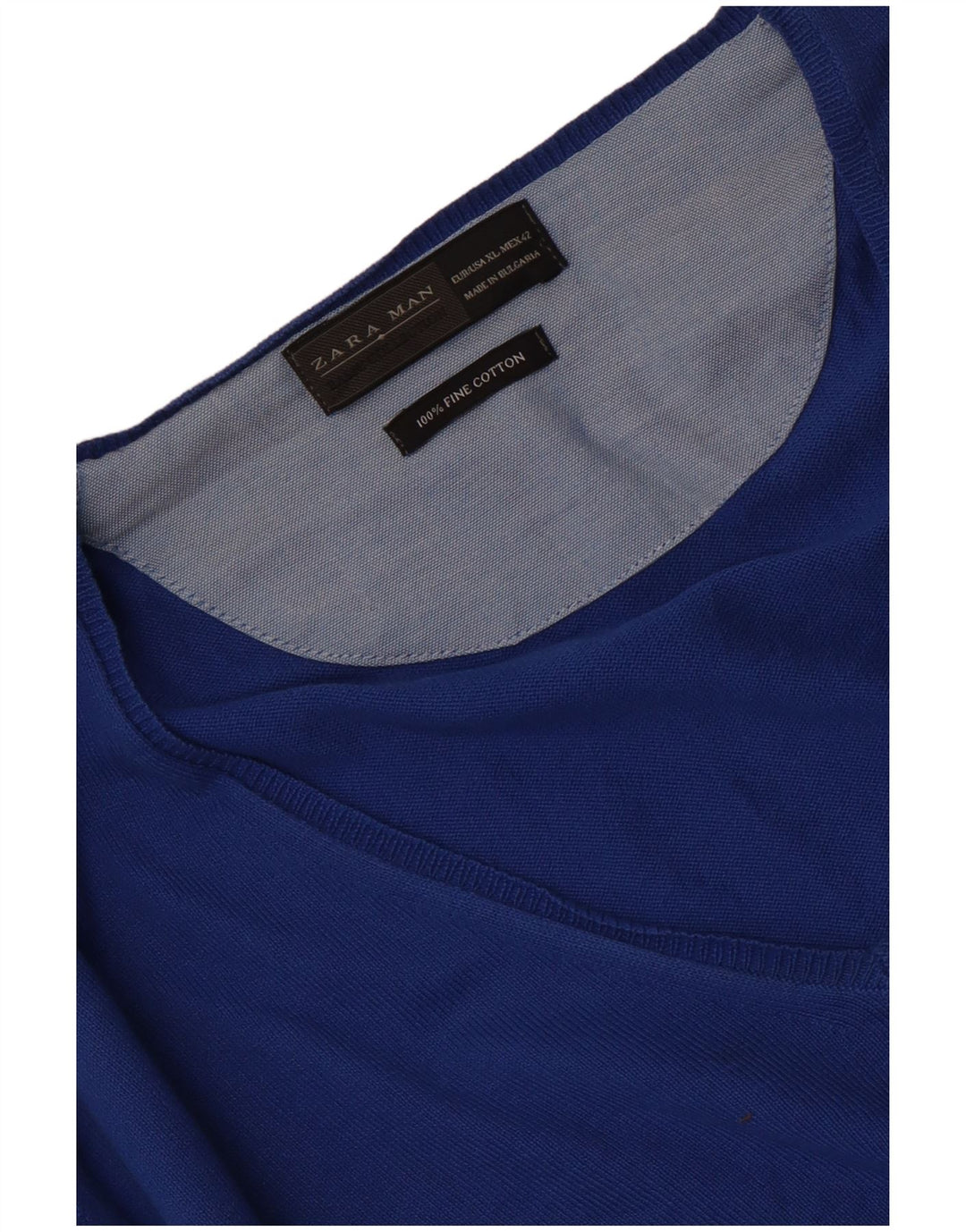 Мужской джемпер с v-образным вырезом Zara XL, синий хлопок