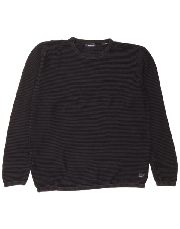 Мужской свитер JACK & JONES с круглым вырезом 2XL, хлопок в черную полоску