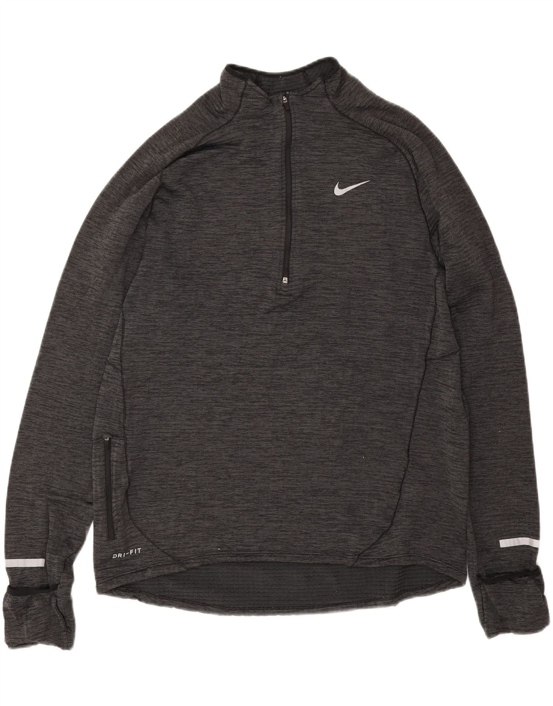 Мужской топ Nike Dri Fit с воротником на молнии и длинными рукавами, большой серый в крапинку