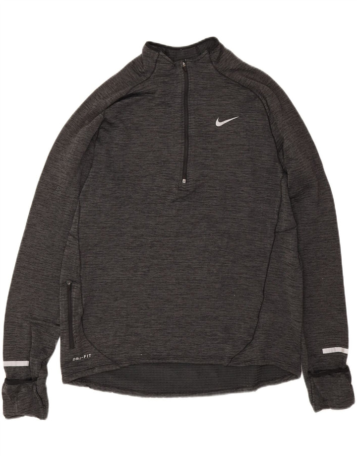 Мужской топ Nike Dri Fit с воротником на молнии и длинными рукавами, большой серый в крапинку