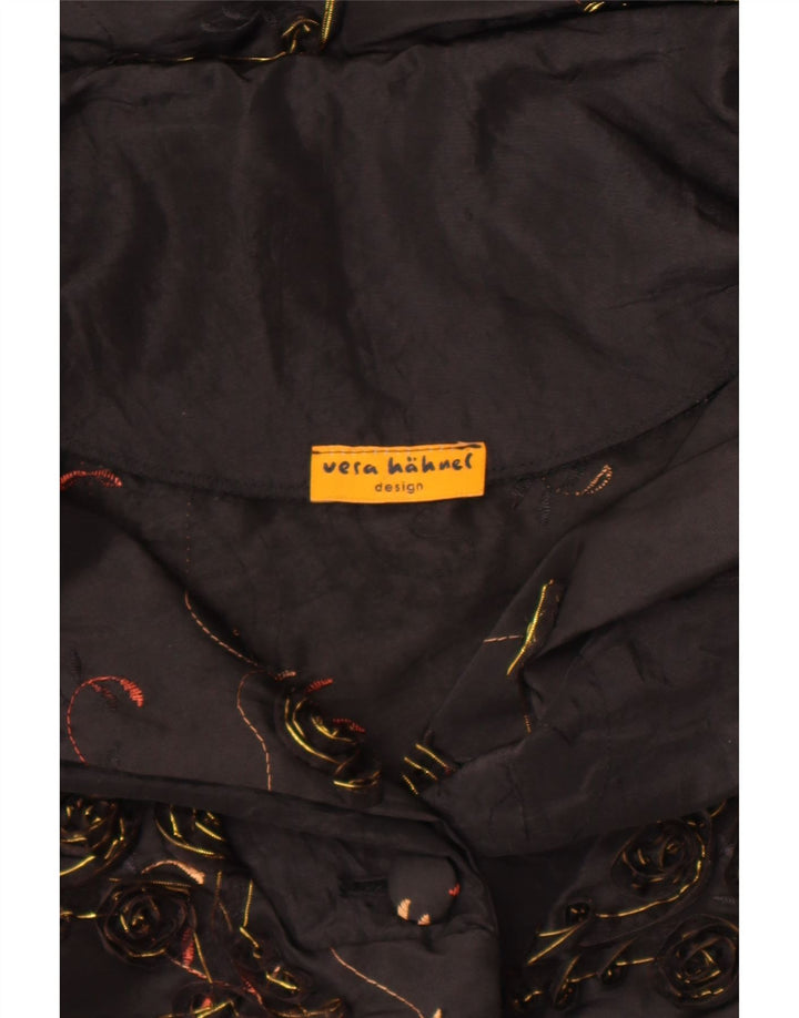 Винтажное женское болеро, Великобритания 14, большой черный цветочный принт