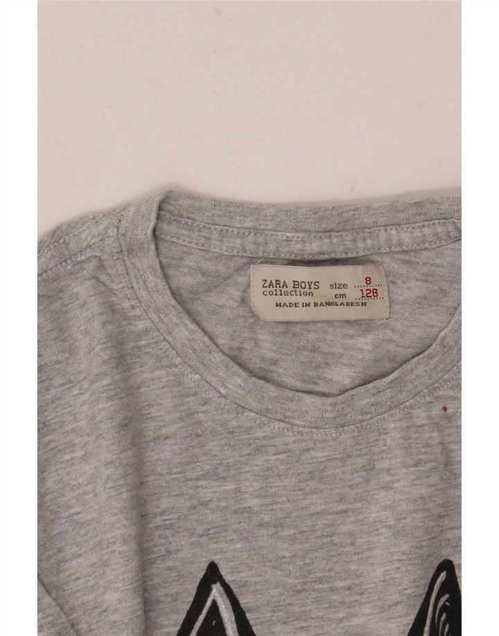 Футболка с рисунком Zara для мальчиков, топ 7-8 лет, серая