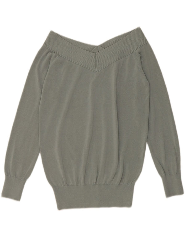 Женский джемпер с открытыми плечами Reiss UK 14, средний зеленый, вискоза