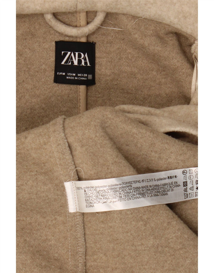 Женское пальто с капюшоном Zara UK 14, средний бежевый, полиэстер