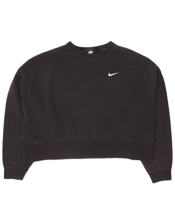 Женский укороченный свитшот оверсайз Nike UK 14, средний черный хлопковый джемпер