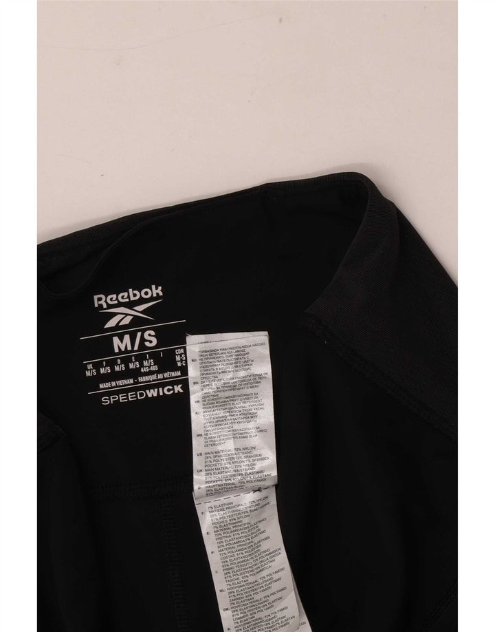 Женские леггинсы Reebok с высокой талией, маленькие черные нейлоновые