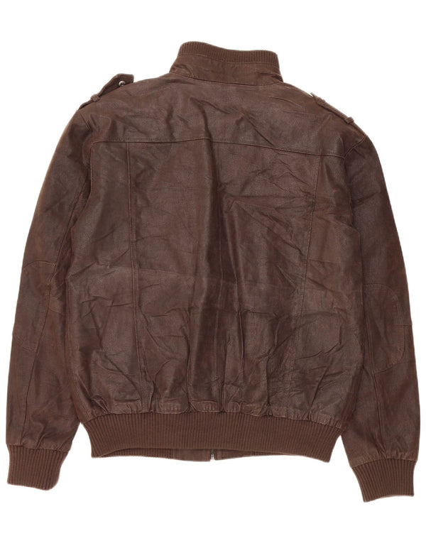 Мужская кожаная куртка в стиле милитари Bata and More IT 54 2XL Коричневая