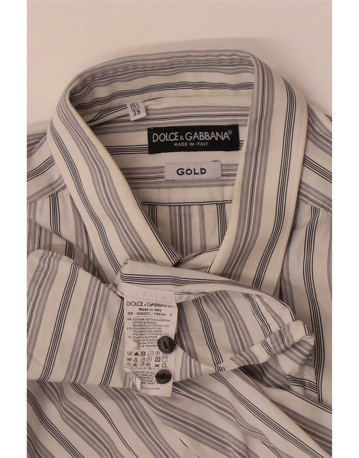 Мужская рубашка Dolce & Gabbana, размер 39 15 1/2, средний размер, хлопок в белую полоску