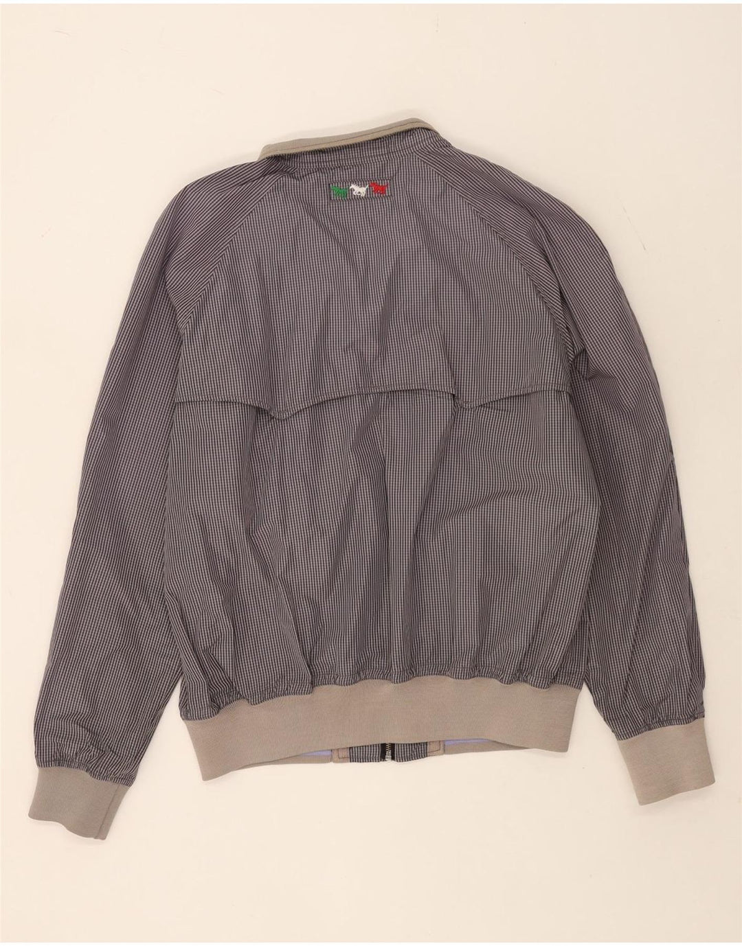 Мужская куртка-бомбер Benetton UK 44 2XL Темно-синяя, хлопок в мелкую клетку