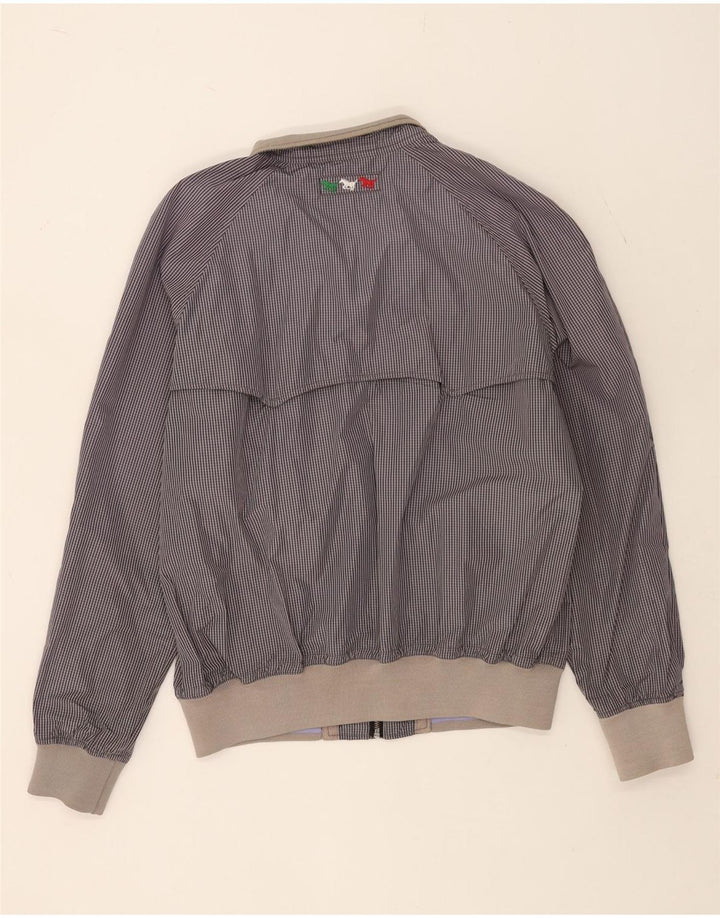 Мужская куртка-бомбер Benetton UK 44 2XL Темно-синяя, хлопок в мелкую клетку